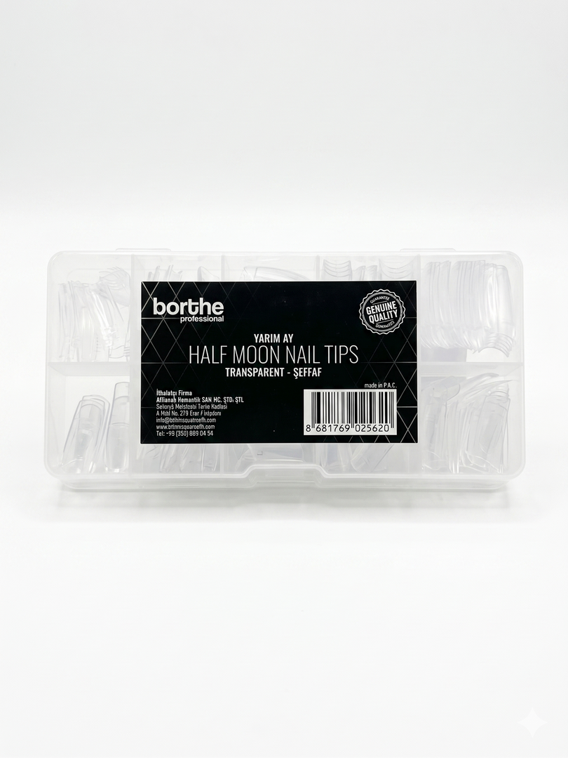 Borthe Protez Tırnak Tips Şeffaf Yarımay 500 lü