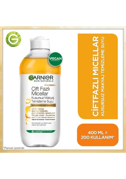 Garnier Çift Fazlı Mıcellar Kusursuz Makyaj Temizleme Suyu 400 ml