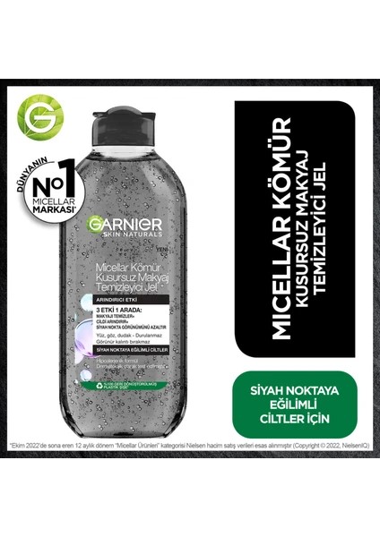 Garnier Micellar Kömür Kusursuz Makyaj Temizleyici Jel 400 ml