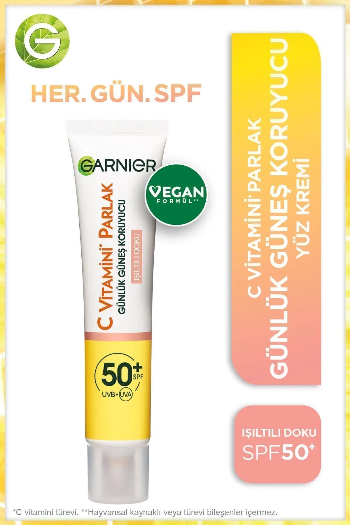 Garnier C Vitamini Günlük Uv Korumalı Güneş Yüz Kremi Spf50 Işıltılı Doku 40ml