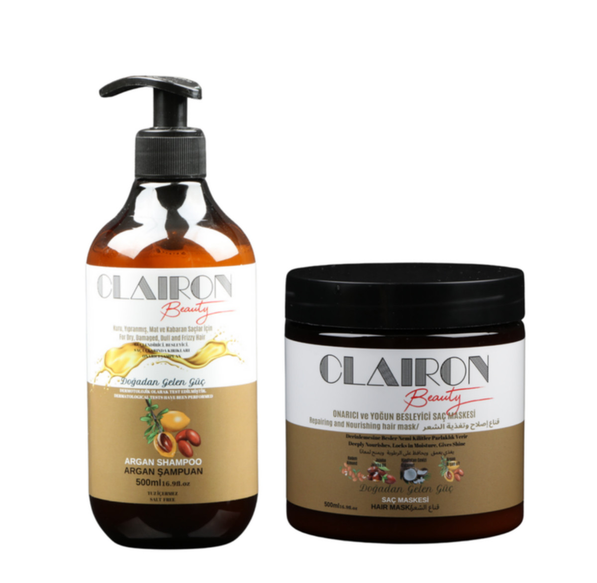 Clairon Argan Şampuan Ve Yoğun Besleyici Saç Maske Set 500Ml+500Ml