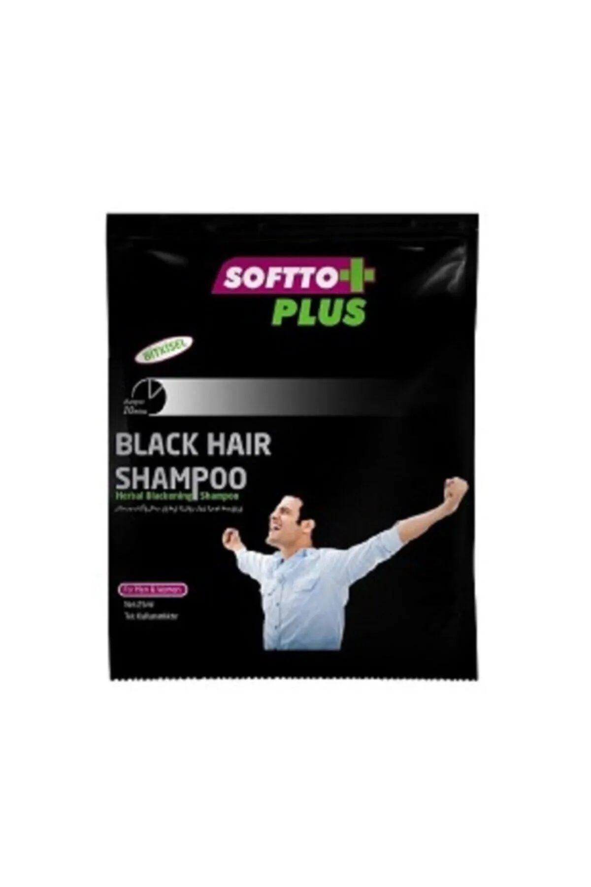 Softto Plus Beyaz Saçlar İçin Siyah Şampuan Tek Kullanımlık 24Ml