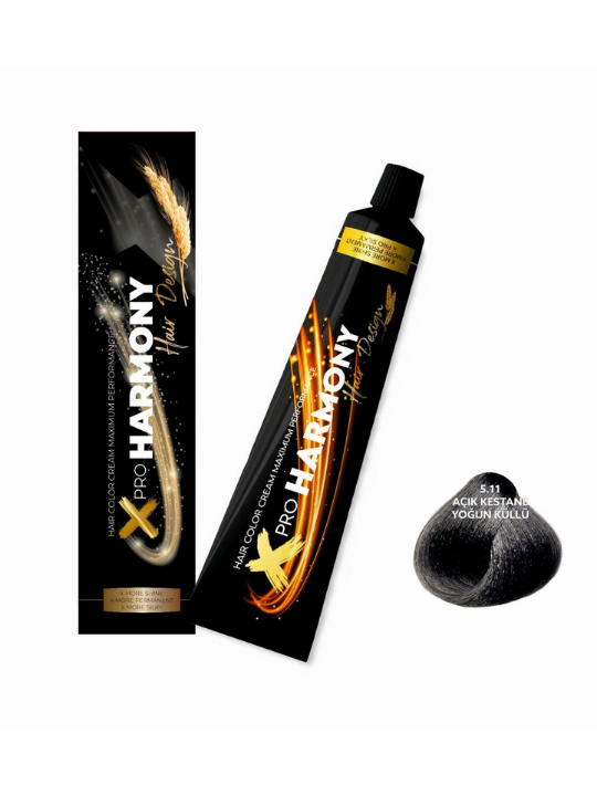 X Pro Harmony Saç Boyası 5.11 Açık Kestane Yoğun Küllü 60 ML