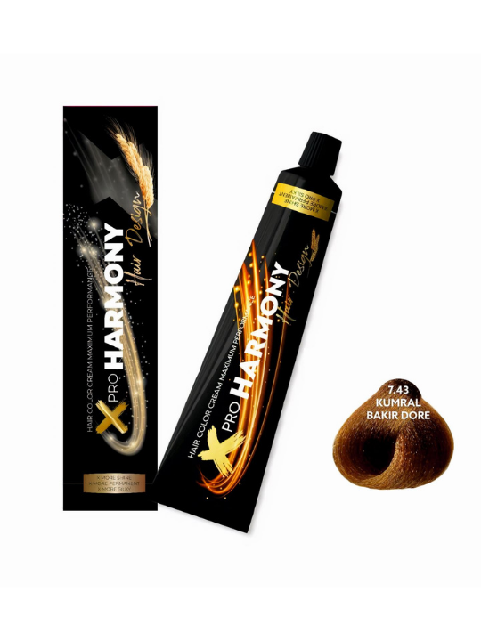 X Pro Harmony Saç Boyası 7.43 Kumral Bakır Dore 60 ML