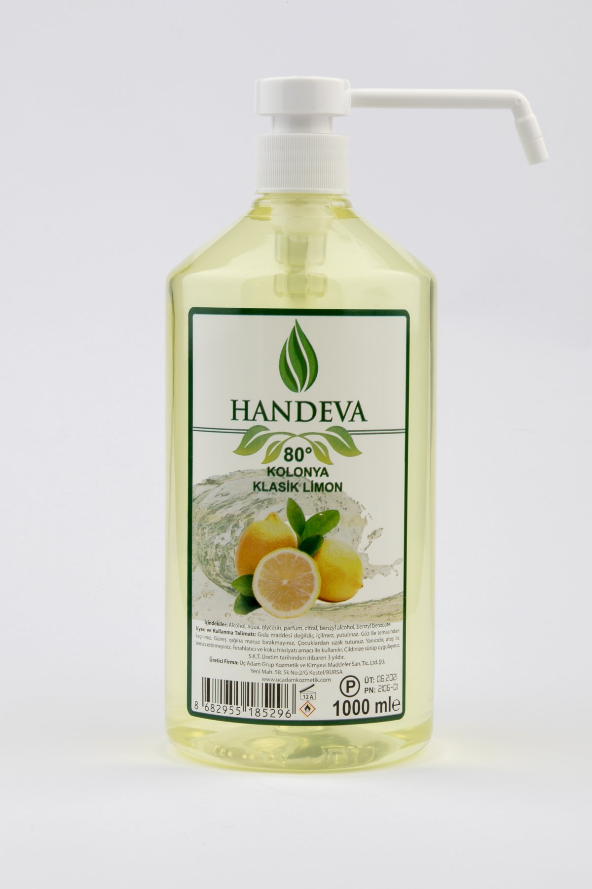 Handeva Limon Kolonyası 80 Derece Pompalı 1000 ML