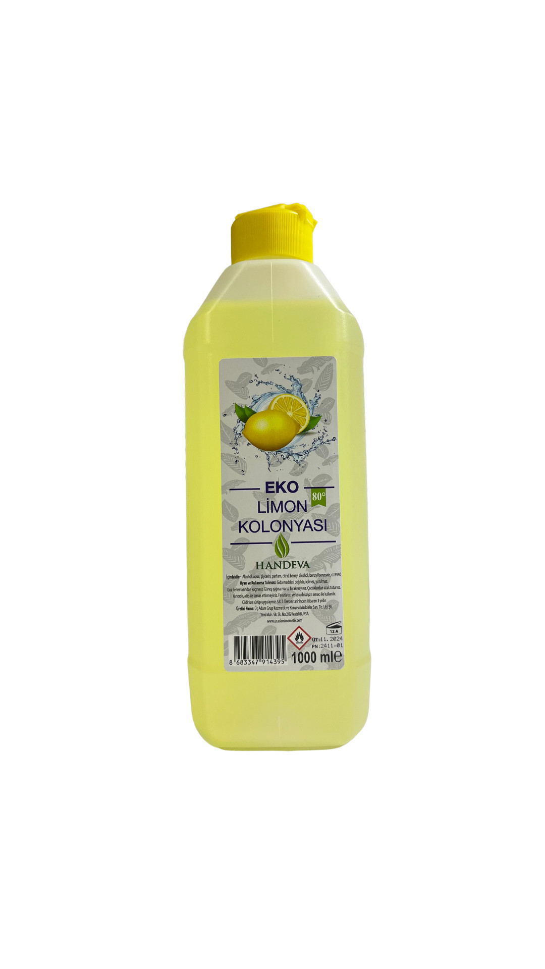 Handeva 80 Derece Eko.Limon Kolonyası 1 LT
