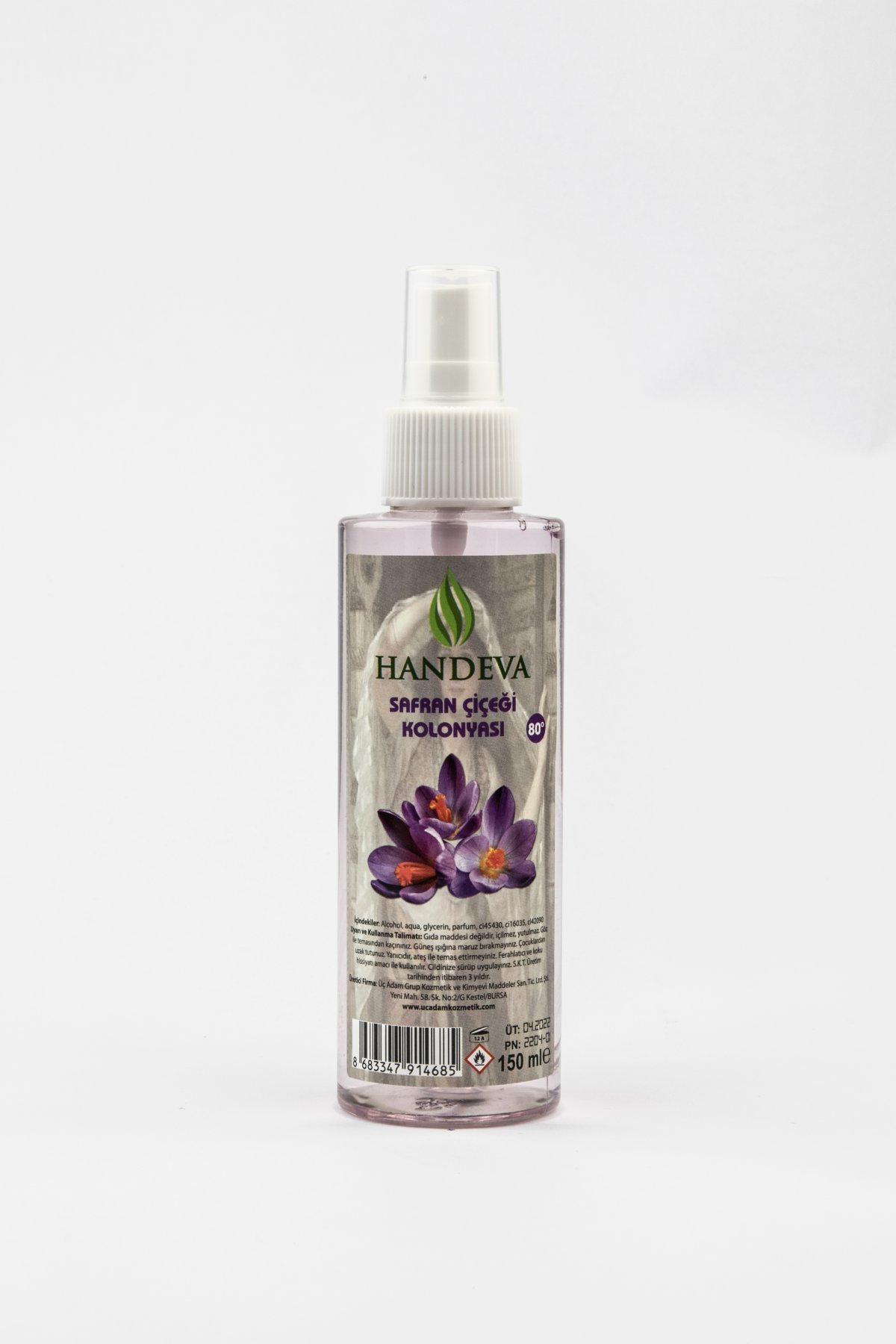 Handeva Safran Çiçeği Kolonyası 80 Derece 150 Ml