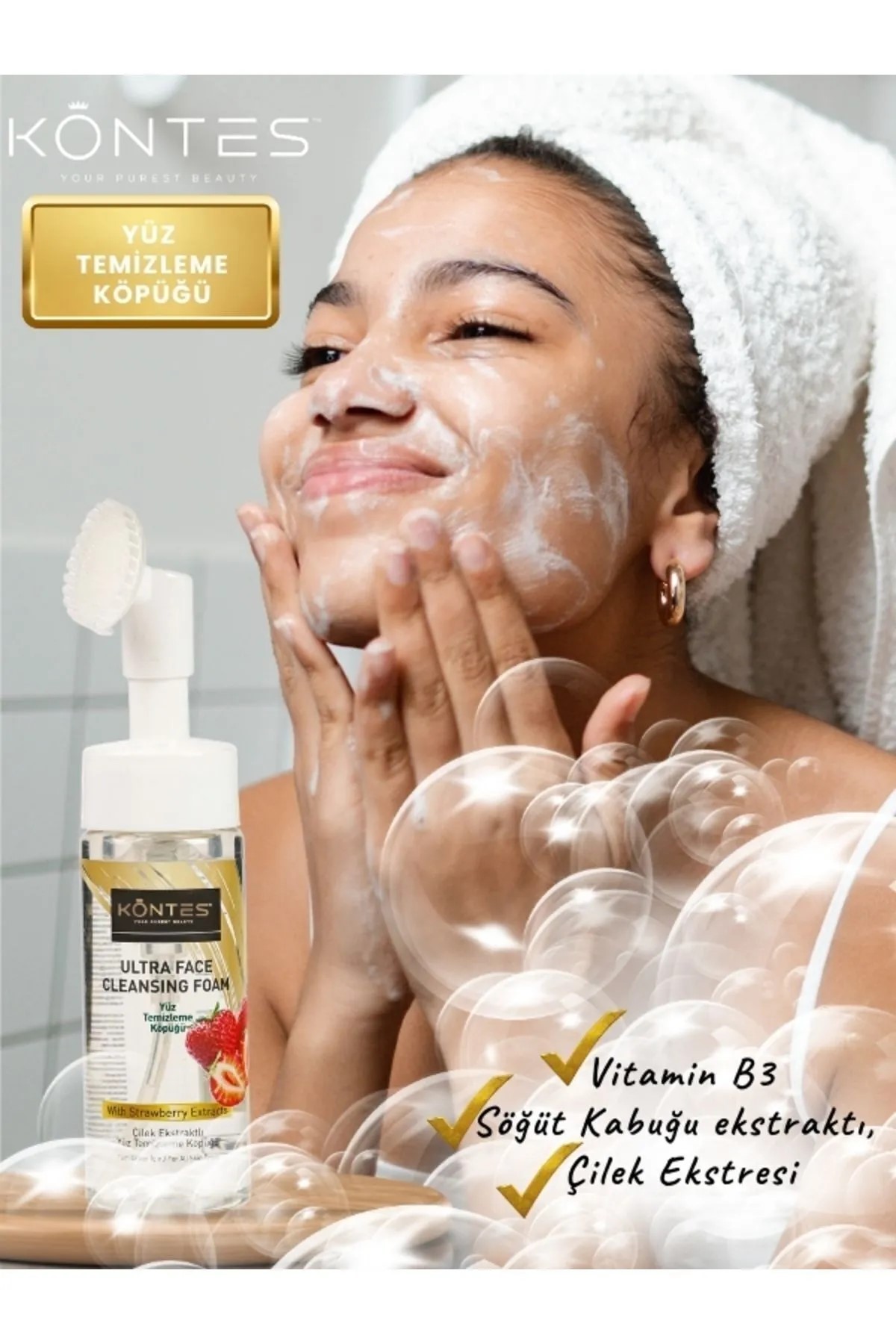 Kontes Yüz Temizleme Köpüğü Çilek