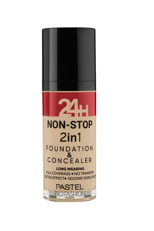 Pastel 24H Non Stop 2in1 Foundation &amp; Concealer Fondöten &amp; Kapatıcı 604 Vanilla