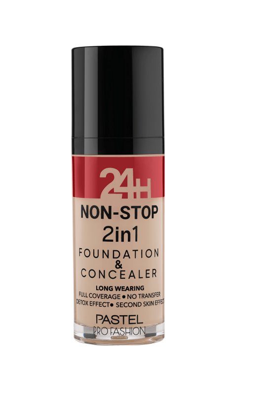 Pastel 24H Non Stop 2in1 Foundation &amp; Concealer Fondöten &amp; Kapatıcı 605 Sand
