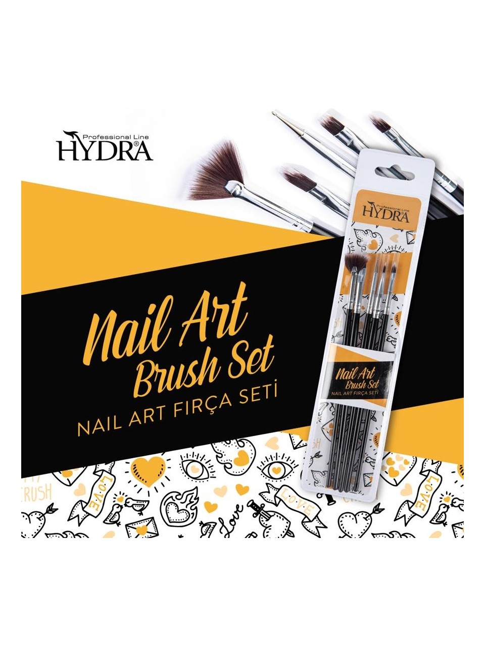 Hydra Tırnak Süsü Uygulama Fırça Seti 5´li Hd-8042