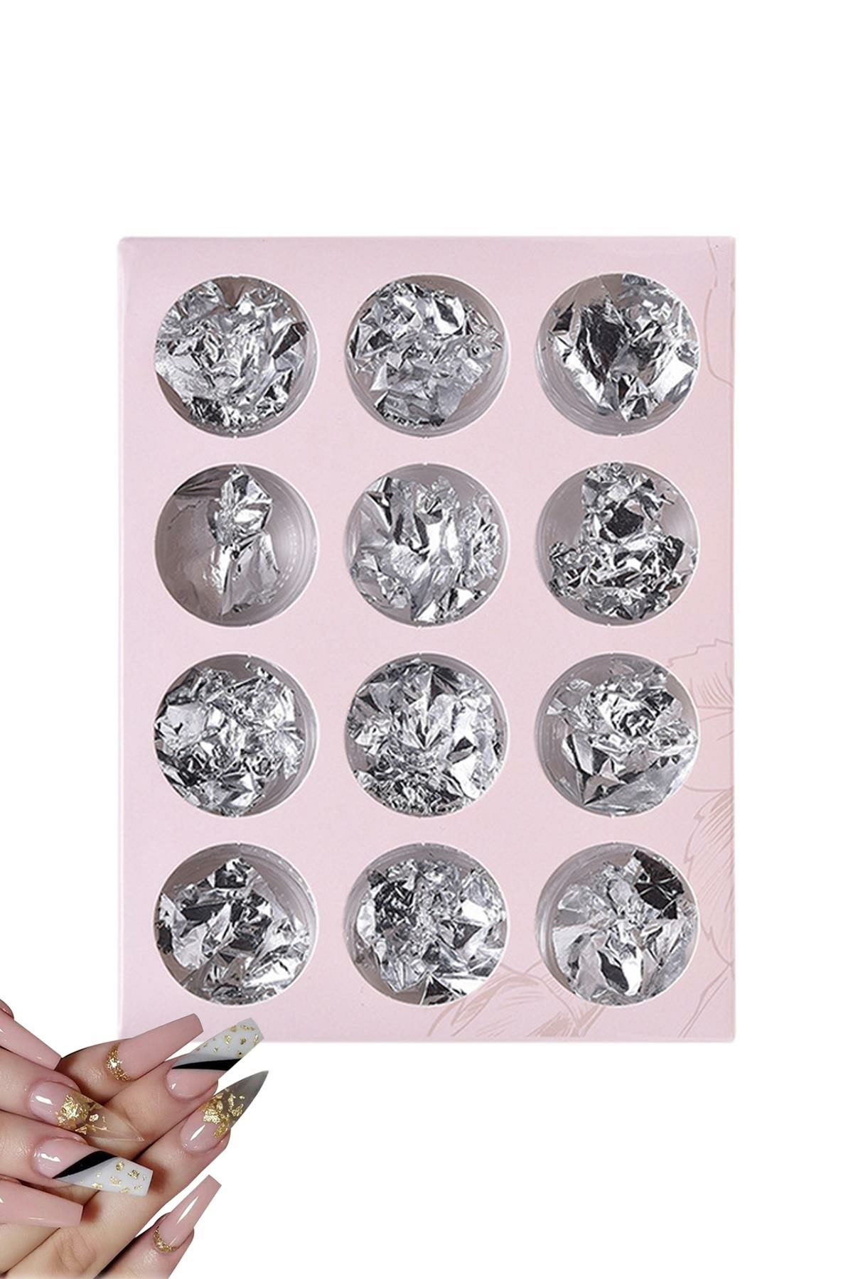 Kozmar Tırnak Süsü Kırık Folyo Beyaz 12´li 